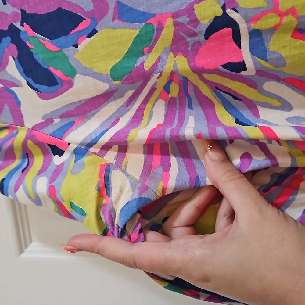 Lilly Pulitzer Pink and Purple Sheath Dress with Raglan Sleeves - Picture 5 of 6